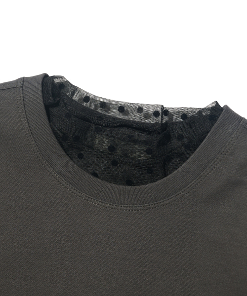 CARGOBROS FOR WOMAN（カーゴブロスフォーウィメン）の「ドットシースルーロングスリーブレイヤードカジュアル半袖Tシャツセット（ブラック/チャコール）（Tシャツ/カットソー・レディース・その他・FREE）」の5枚目の写真