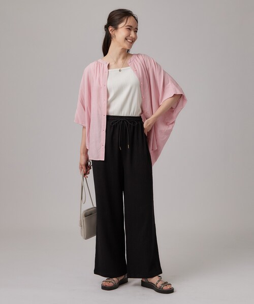SHOO・LA・RUE(シューラルー)の「【S-LL】この夏の主役 脚をきれいに魅せる イージーワイドパンツ(その他パンツ・レディース・ブラック/ブラック系5/ブラウン系7/ネイビー系5・01/02/03/04)」の12枚目の写真