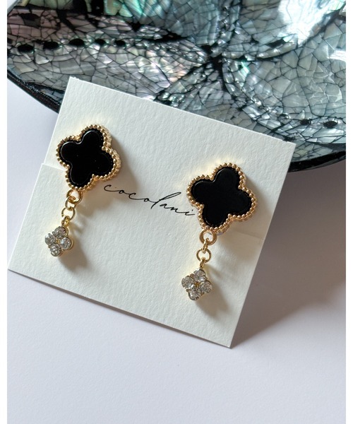 tone（トーン）の「【cocolani】［金属アレルギー対応］クローバービジューピアス(MA)（ピアス（両耳用）・レディース・ブラック/ブラック系その他/ホワイト・FREE）」の16枚目の写真