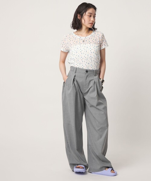 CITEN(シテン)の「<CITEN>キャリーマンワイドスラックス(スラックス・レディース・ライトグレー/ブラック・M/S)」の4枚目の写真