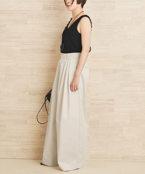 plage（プラージュ）の「《追加》R’IAM Super wide CHINO パンツ 6（チノパンツ・レディース・カーキ/アイボリー・36/34/40/38）」の7枚目の写真