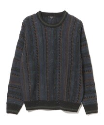 レトロ ジャカード クルーネックニット