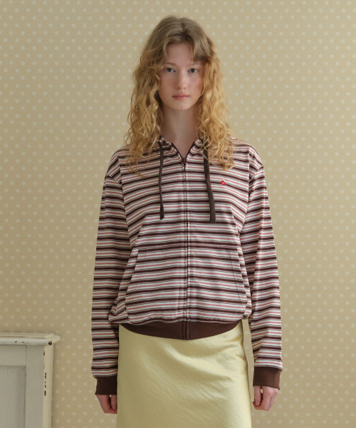 TTUDEMENT(トュードメント)の「STRIPED CLOVER HOODED ZIP-UP_BROWN STRIPE(パーカー・レディース・その他・FREE)」の2枚目の写真