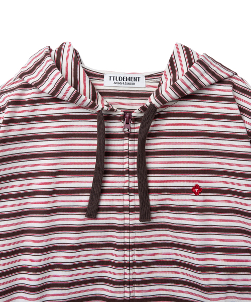 TTUDEMENT(トュードメント)の「STRIPED CLOVER HOODED ZIP-UP_BROWN STRIPE(パーカー・レディース・その他・FREE)」の5枚目の写真
