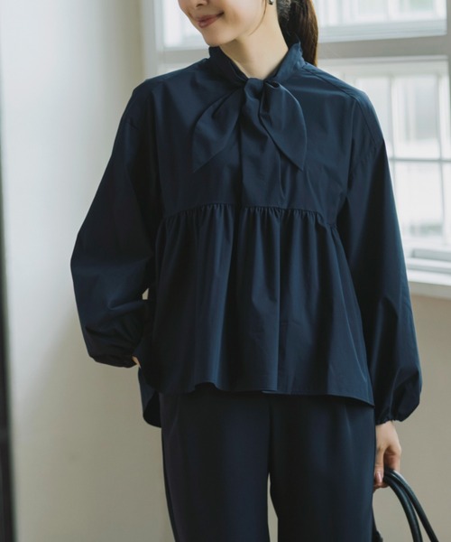 Sono(ソーノ)の「【SONO/ソーノ】【PLUVIOPHILE COL.】フラウボウブラウス(シャツ/ブラウス・レディース・ネイビー/ホワイト・F)」の1枚目の写真