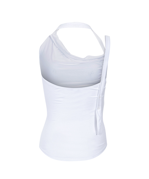 PLEASENOFOLLOW(プリーズノーフォロー)の「Hush Button Halter Sleeveless Top (White)(Tシャツ/カットソー・レディース・その他・FREE)」の4枚目の写真