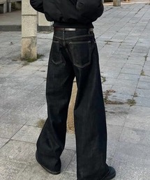ampm（エーエムピーエム）の「ヴィンテージライク ワイドストレート デニムパンツ（デニムパンツ）」