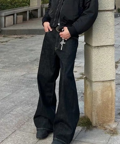 ampm(エーエムピーエム)の「ヴィンテージライク ワイドストレート デニムパンツ(デニムパンツ・メンズ・ブラック・M/L/XL)」の15枚目の写真