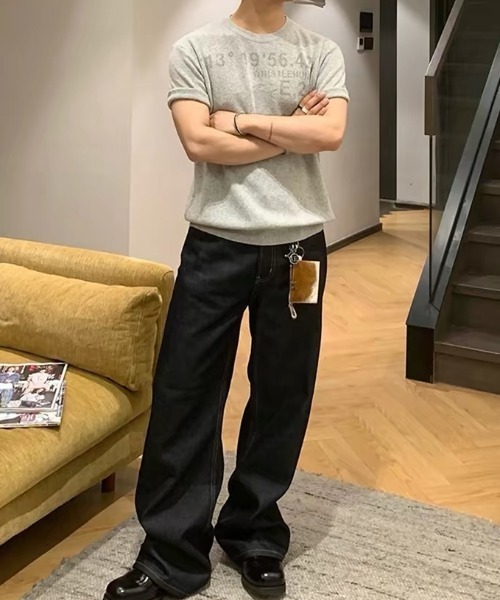 ampm(エーエムピーエム)の「ヴィンテージライク ワイドストレート デニムパンツ(デニムパンツ・メンズ・ブラック・M/L/XL)」の8枚目の写真