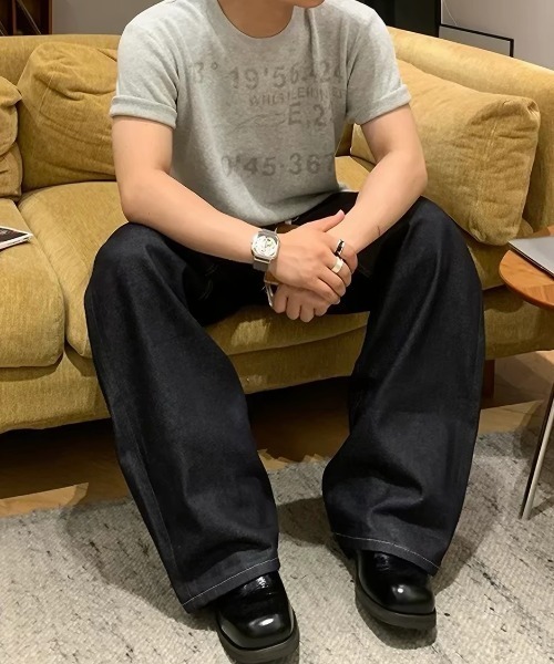 ampm(エーエムピーエム)の「ヴィンテージライク ワイドストレート デニムパンツ(デニムパンツ・メンズ・ブラック・M/L/XL)」の6枚目の写真