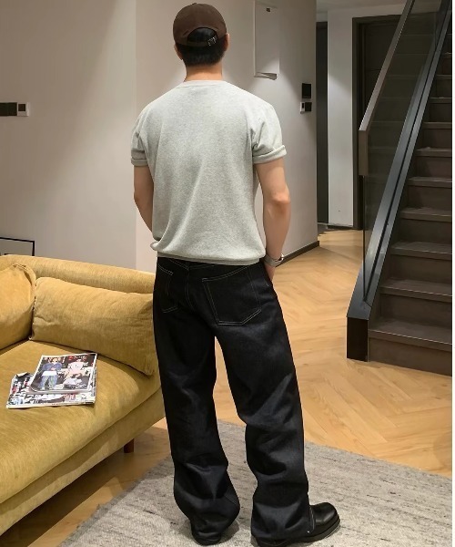 ampm(エーエムピーエム)の「ヴィンテージライク ワイドストレート デニムパンツ(デニムパンツ・メンズ・ブラック・M/L/XL)」の5枚目の写真