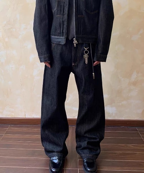 ampm(エーエムピーエム)の「ヴィンテージライク ワイドストレート デニムパンツ(デニムパンツ・メンズ・ブラック・M/L/XL)」の13枚目の写真