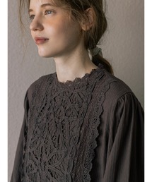 TSUHARU by Samansa Mos2 | 【ecru×brown collection】バテンレースワンピース【WEB限定 Sサイズ】(ワンピース)