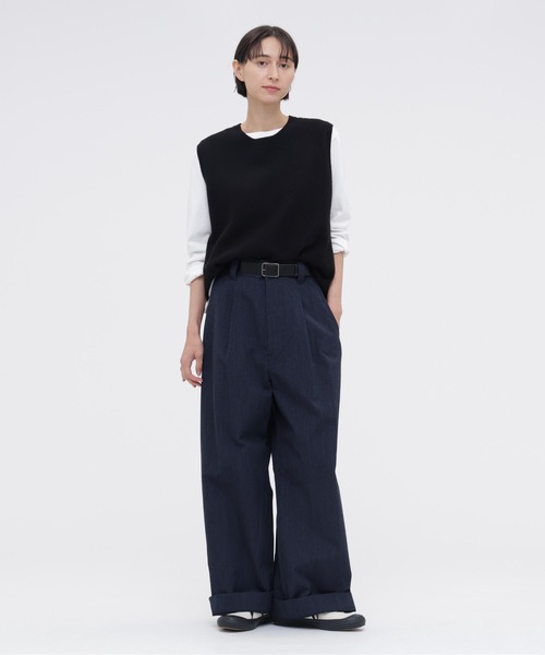 MHL.(エムエイチエル)の「WOOL COTTON TWILL(その他パンツ・レディース・ネイビー/グレー・3/2/1/0)」の2枚目の写真