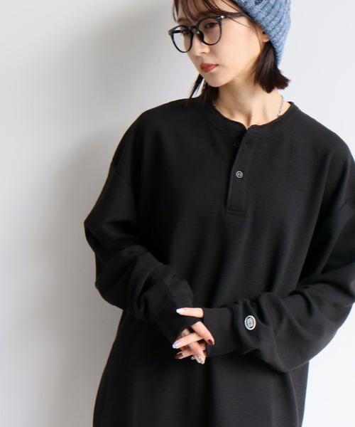 DISCUS(ディスカス)の「【DISCUS/ディスカス】ワッフル サーマル ヘンリーネック ロングスリーブTシャツ(Tシャツ/カットソー・メンズ・クリーム/ネイビー/ダークグリーン/ブラック・L/XL/M)」の7枚目の写真