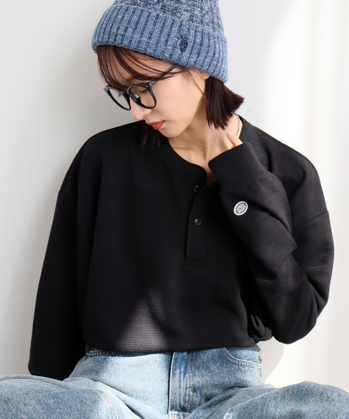 DISCUS(ディスカス)の「【DISCUS/ディスカス】ワッフル サーマル ヘンリーネック ロングスリーブTシャツ(Tシャツ/カットソー・メンズ・クリーム/ネイビー/ダークグリーン/ブラック・L/XL/M)」の5枚目の写真