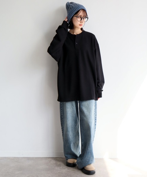 DISCUS(ディスカス)の「【DISCUS/ディスカス】ワッフル サーマル ヘンリーネック ロングスリーブTシャツ(Tシャツ/カットソー・メンズ・クリーム/ネイビー/ダークグリーン/ブラック・L/XL/M)」の8枚目の写真