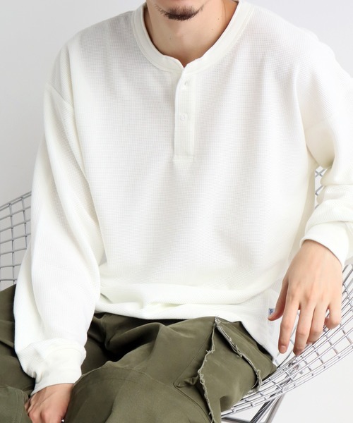 DISCUS(ディスカス)の「【DISCUS/ディスカス】ワッフル サーマル ヘンリーネック ロングスリーブTシャツ(Tシャツ/カットソー・メンズ・クリーム/ネイビー/ダークグリーン/ブラック・L/XL/M)」の11枚目の写真