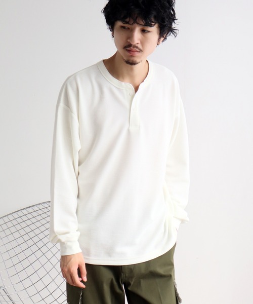 DISCUS(ディスカス)の「【DISCUS/ディスカス】ワッフル サーマル ヘンリーネック ロングスリーブTシャツ(Tシャツ/カットソー・メンズ・クリーム/ネイビー/ダークグリーン/ブラック・L/XL/M)」の12枚目の写真