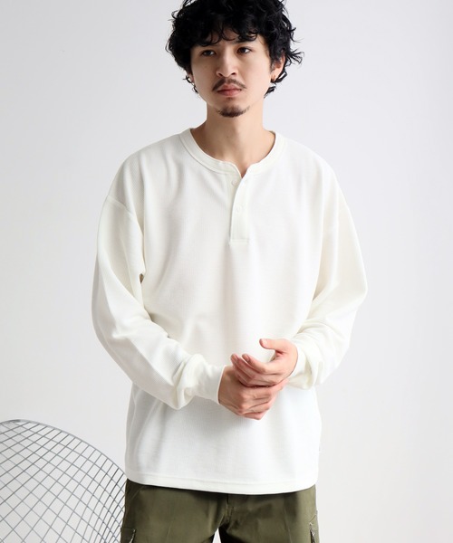 DISCUS(ディスカス)の「【DISCUS/ディスカス】ワッフル サーマル ヘンリーネック ロングスリーブTシャツ(Tシャツ/カットソー・メンズ・クリーム/ネイビー/ダークグリーン/ブラック・L/XL/M)」の10枚目の写真