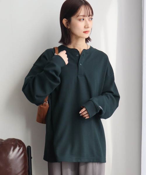 DISCUS(ディスカス)の「【DISCUS/ディスカス】ワッフル サーマル ヘンリーネック ロングスリーブTシャツ(Tシャツ/カットソー・メンズ・クリーム/ネイビー/ダークグリーン/ブラック・L/XL/M)」の18枚目の写真