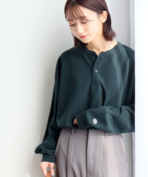 DISCUS(ディスカス)の「【DISCUS/ディスカス】ワッフル サーマル ヘンリーネック ロングスリーブTシャツ(Tシャツ/カットソー・メンズ・クリーム/ネイビー/ダークグリーン/ブラック・L/XL/M)」の16枚目の写真