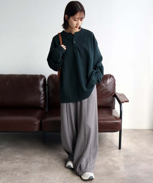 DISCUS(ディスカス)の「【DISCUS/ディスカス】ワッフル サーマル ヘンリーネック ロングスリーブTシャツ(Tシャツ/カットソー・メンズ・クリーム/ネイビー/ダークグリーン/ブラック・L/XL/M)」の19枚目の写真