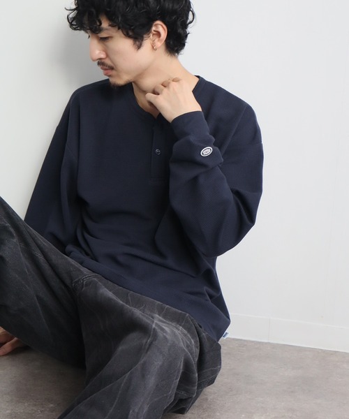 DISCUS(ディスカス)の「【DISCUS/ディスカス】ワッフル サーマル ヘンリーネック ロングスリーブTシャツ(Tシャツ/カットソー・メンズ・クリーム/ネイビー/ダークグリーン/ブラック・L/XL/M)」の22枚目の写真