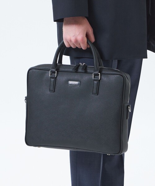 MACKINTOSH PHILOSOPHY(マッキントッシュ フィロソフィー)の「シンセティックシュリンクレザー ブリーフケース(ビジネスバッグ・メンズ・ブラック/ダークネイビー・FREE)」の5枚目の写真