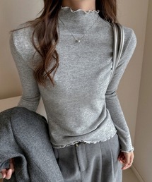 メロウハイネック起毛リブロングTシャツ