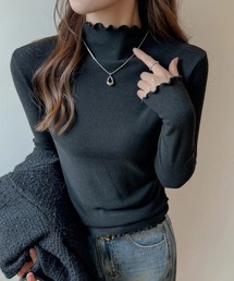 メロウハイネック起毛リブロングTシャツ