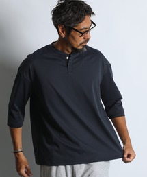 「AIR FLEX」3/4 SLEEVE HENLEY NECK TEE:機能素材 「エアフレックス」7分袖 ヘンリーネック Tシャツ / ストレッチ / 軽量 / ナイロンプレーティング
