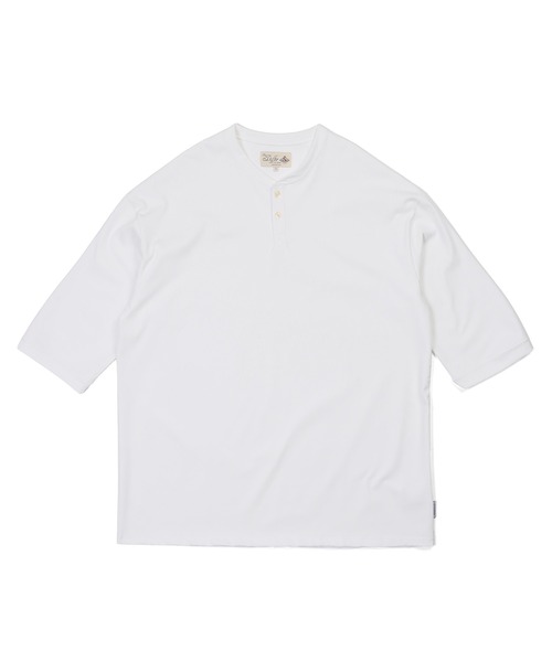 The DUFFER of ST.GEORGE(ザダファーオブセントジョージ)の「「AIR FLEX」3/4 SLEEVE HENLEY NECK TEE:機能素材 「エアフレックス」7分袖 ヘンリーネック Tシャツ / ストレッチ / 軽量 / ナイロンプレーティング(Tシャツ/カットソー・メンズ・ホワイト/ネイビー/ブルーグレー・LARGE/X-LARGE/SMALL/MEDIUM)」の12枚目の写真