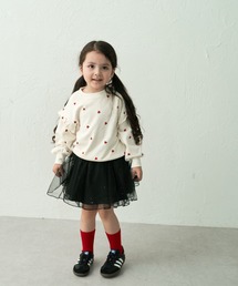 pairmanon（ペアマノン）の「【90-150cm】裏毛 ハート&ドット&無地 アソート肩フリルスウェット（スウェット）」