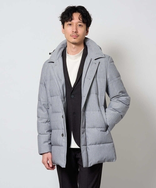 a.v.v(アーヴェヴェ)の「2WAY ヘリンボーンダウンコート(ダウンジャケット/コート・メンズ・ブラック/グレー・52/50/48/46)」の4枚目の写真