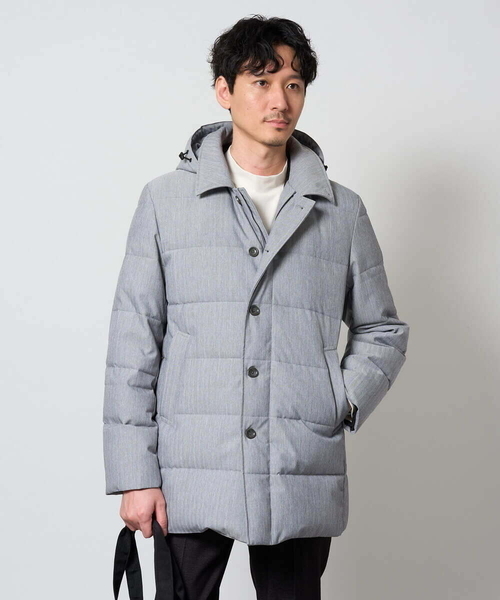 a.v.v(アーヴェヴェ)の「2WAY ヘリンボーンダウンコート(ダウンジャケット/コート・メンズ・ブラック/グレー・52/50/48/46)」の10枚目の写真