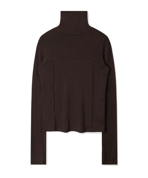 PHOS333(フォースサンサンサン)の「W 切り込みステッチ タートルネック/ブラウン(Tシャツ/カットソー・レディース・その他・FREE)」の3枚目の写真