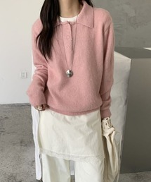 ニット襟付きトップス