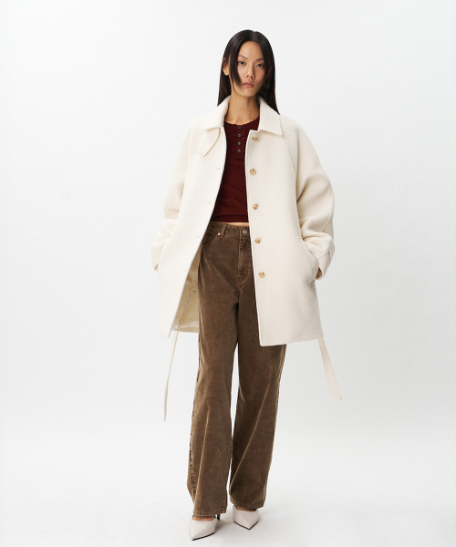 PLAC WOMEN(プレイス・ウィメン)の「ウール ハーフコート アイボリー(チェスターコート・レディース・アイボリー・SMALL/MEDIUM)」の2枚目の写真