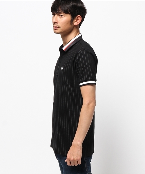 Fred Perry 黒 半袖ポロシャツ ストライプ襟 FRED PERRY ストライプトリム ポロシャツ 通販 - FARFETCH