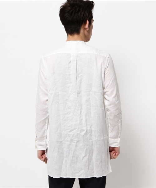 URBAN RESEARCH(アーバンリサーチ)の「UR リネンバンドロングカラーシャツ(シャツ/ブラウス・メンズ・ネイビー/ホワイト・MEDIUM/LARGE)」の4枚目の写真