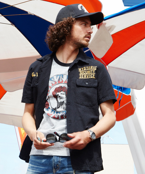 HYSTERIC GLAMOUR（ヒステリックグラマー）の「LAS VEGAS刺繍 半袖オープンカラーSH（シャツ/ブラウス・メンズ・ホワイト/インディゴブルー/ブラック・LARGE/MEDIUM/SMALL）」の2枚目の写真