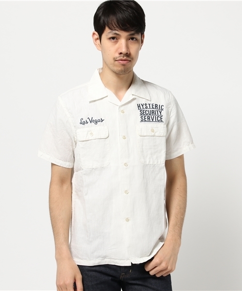 HYSTERIC GLAMOUR（ヒステリックグラマー）の「LAS VEGAS刺繍 半袖オープンカラーSH（シャツ/ブラウス・メンズ・ホワイト/インディゴブルー/ブラック・LARGE/MEDIUM/SMALL）」の8枚目の写真