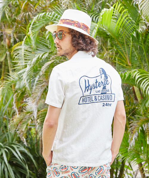 HYSTERIC GLAMOUR（ヒステリックグラマー）の「LAS VEGAS刺繍 半袖オープンカラーSH（シャツ/ブラウス・メンズ・ホワイト/インディゴブルー/ブラック・LARGE/MEDIUM/SMALL）」の9枚目の写真