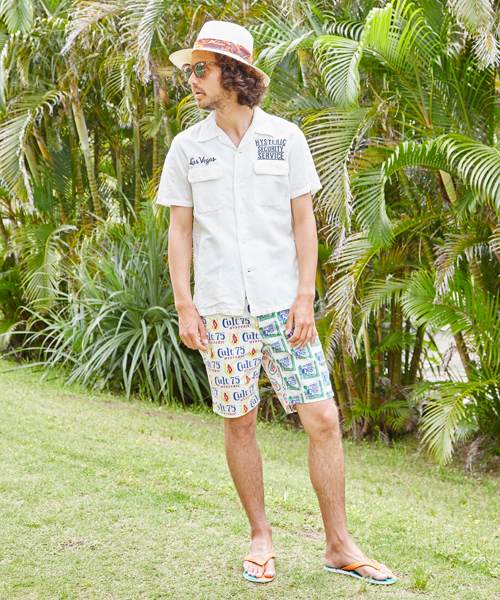 HYSTERIC GLAMOUR（ヒステリックグラマー）の「LAS VEGAS刺繍 半袖オープンカラーSH（シャツ/ブラウス・メンズ・ホワイト/インディゴブルー/ブラック・LARGE/MEDIUM/SMALL）」の10枚目の写真