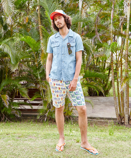 HYSTERIC GLAMOUR（ヒステリックグラマー）の「LAS VEGAS刺繍 半袖オープンカラーSH（シャツ/ブラウス・メンズ・ホワイト/インディゴブルー/ブラック・LARGE/MEDIUM/SMALL）」の6枚目の写真