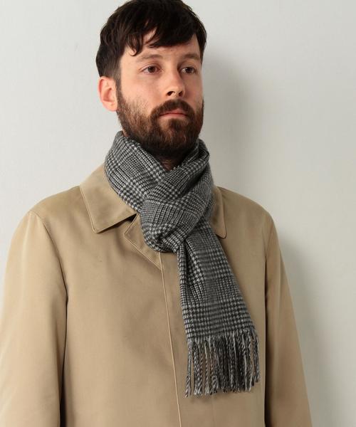 UNITED ARROWS(ユナイテッドアローズ)の「UA カシミヤ グレンチェック マフラー(マフラー・メンズ・ブラック・FREE)」の2枚目の写真