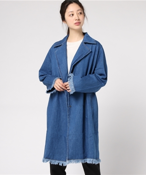 PUNYUS（プニュズ）の「デニムコート（デニムジャケット・レディース・ダークインディゴブルー/インディゴブルー・2/3/4/1）」の2枚目の写真