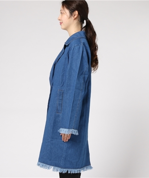 PUNYUS（プニュズ）の「デニムコート（デニムジャケット・レディース・ダークインディゴブルー/インディゴブルー・2/3/4/1）」の11枚目の写真