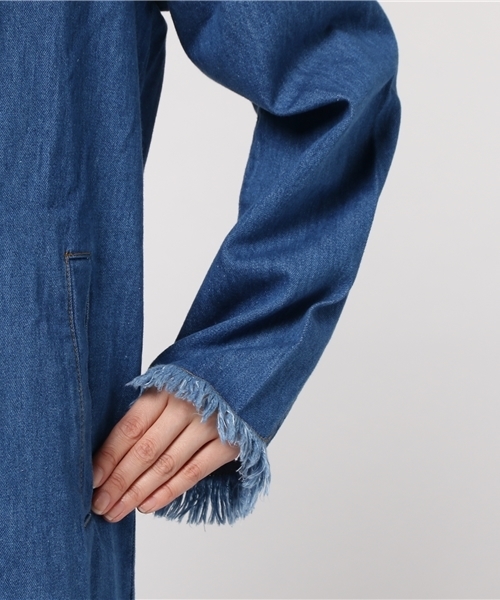 PUNYUS（プニュズ）の「デニムコート（デニムジャケット・レディース・ダークインディゴブルー/インディゴブルー・2/3/4/1）」の8枚目の写真